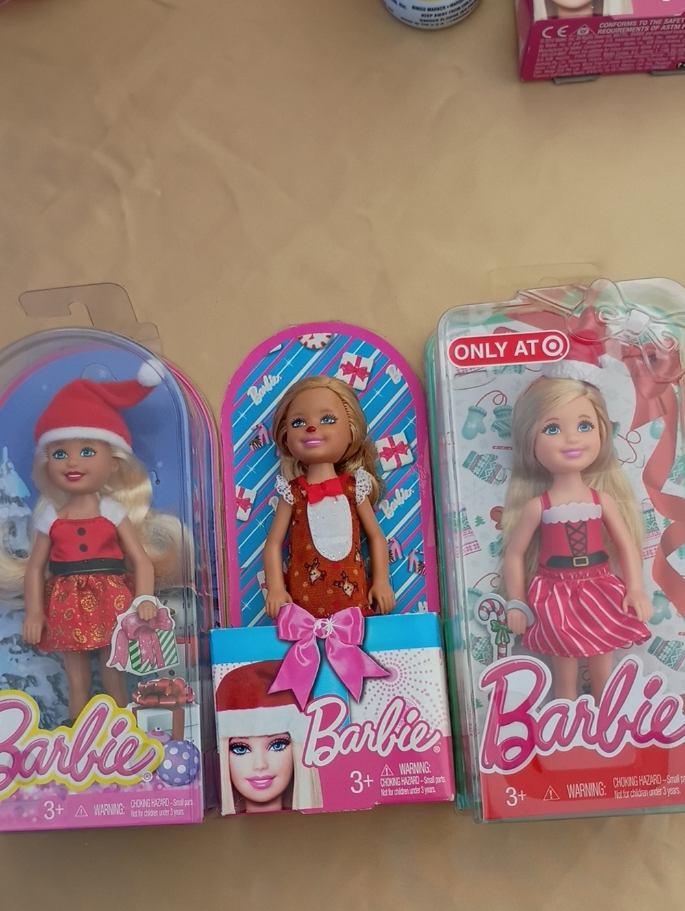 Barbie Holiday Mini Dolls in Red, Pink and Orange Outfits